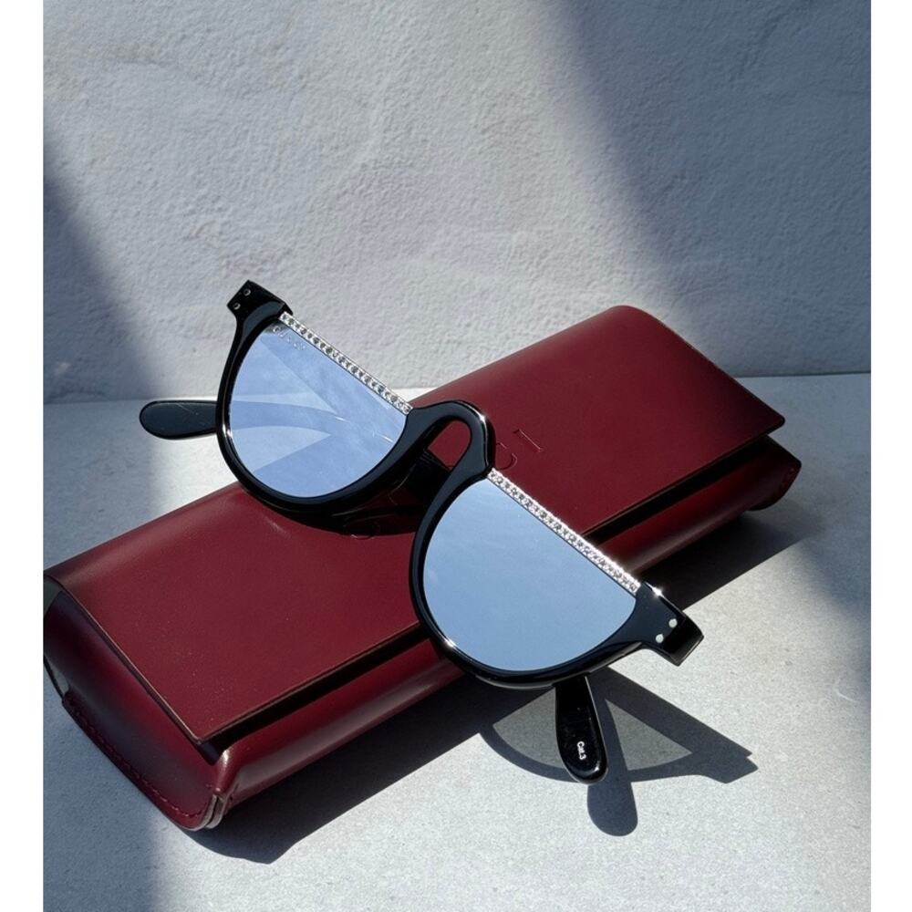 NEW Gucci GG1368S Black Half Rim Crystal Sunglasses $780